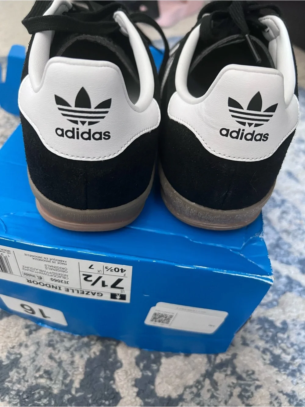 adidas Gazelle Black White with Gum Sole Sneakers